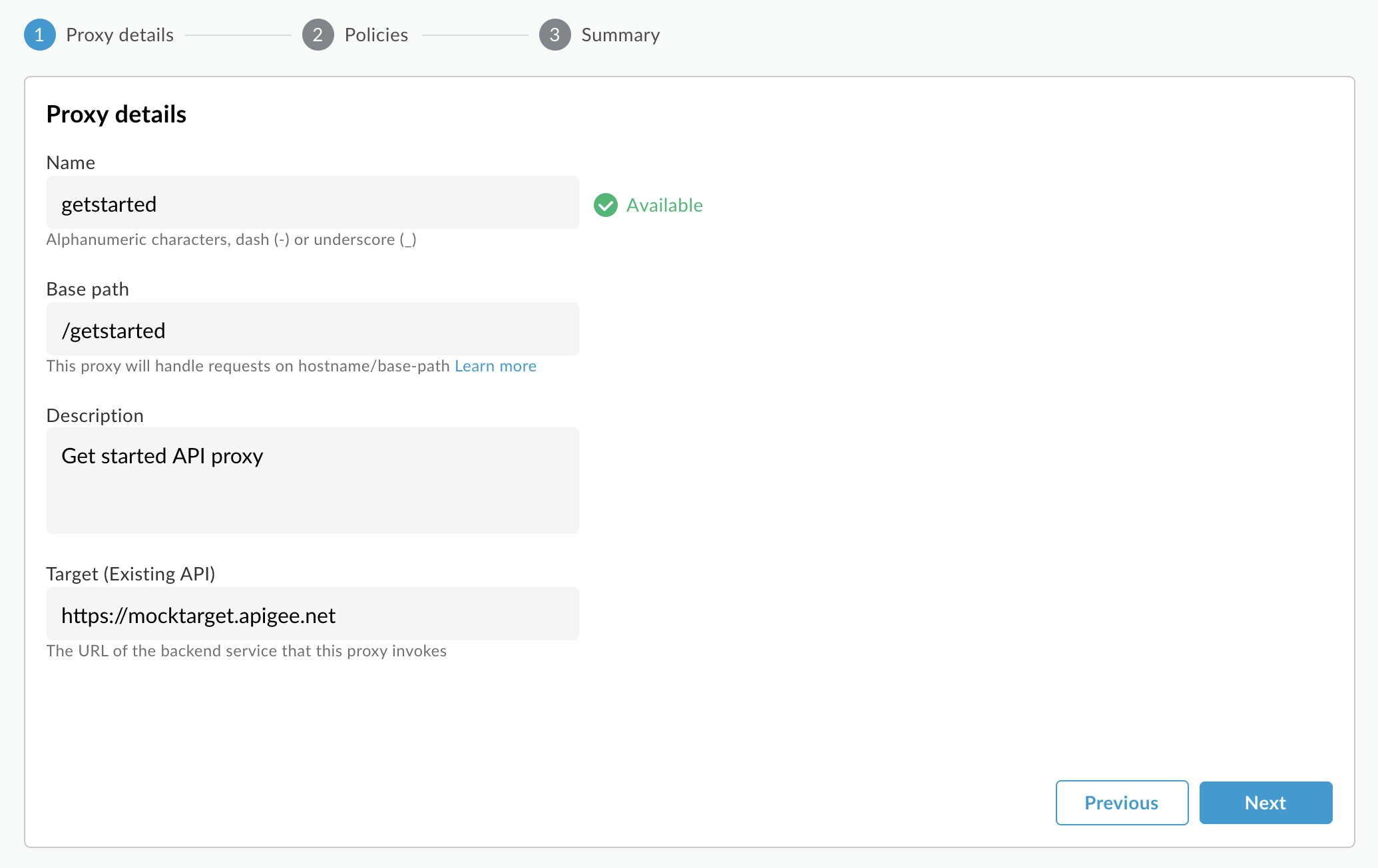 API proxy details