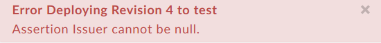 Erreur lors du déploiement de la révision 4 sur &quot;test&quot;.