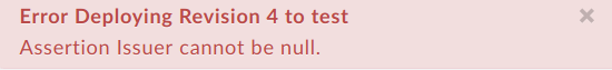 Erreur lors du déploiement de la révision 4 sur "test".