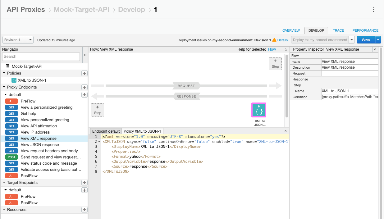 流程中的 XML 轉 JSON 政策
