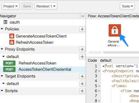 Icône de la règle GenerateAccessTokenClient dans le schéma de flux.