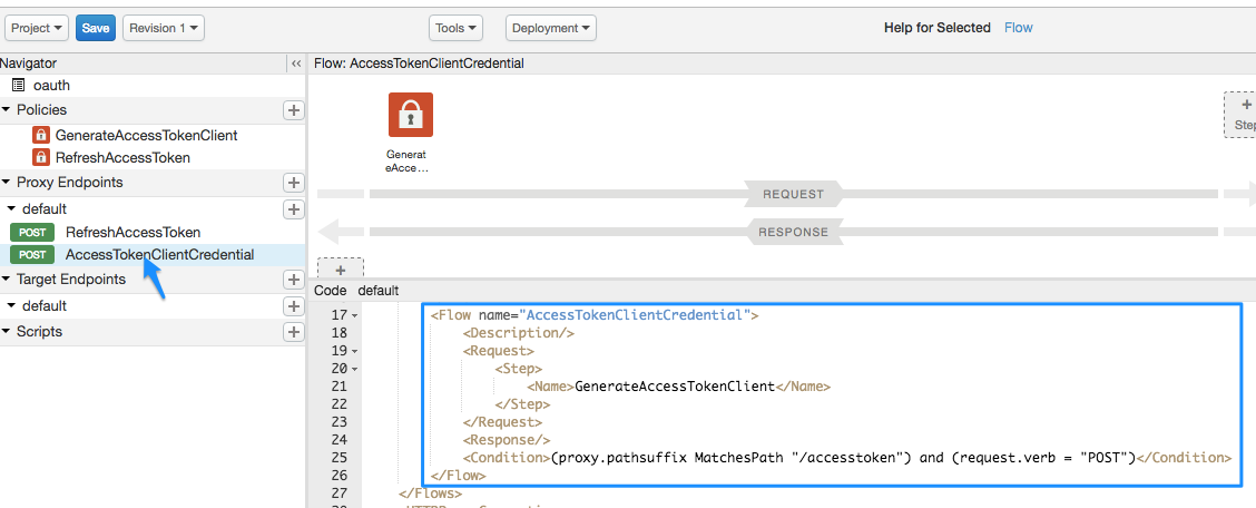 XML code for the conditional flow.