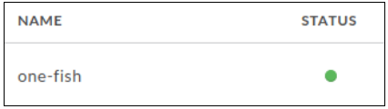 Muestra el proxy de API de one-fish con estado implementado actualmente (ícono de punto verde).