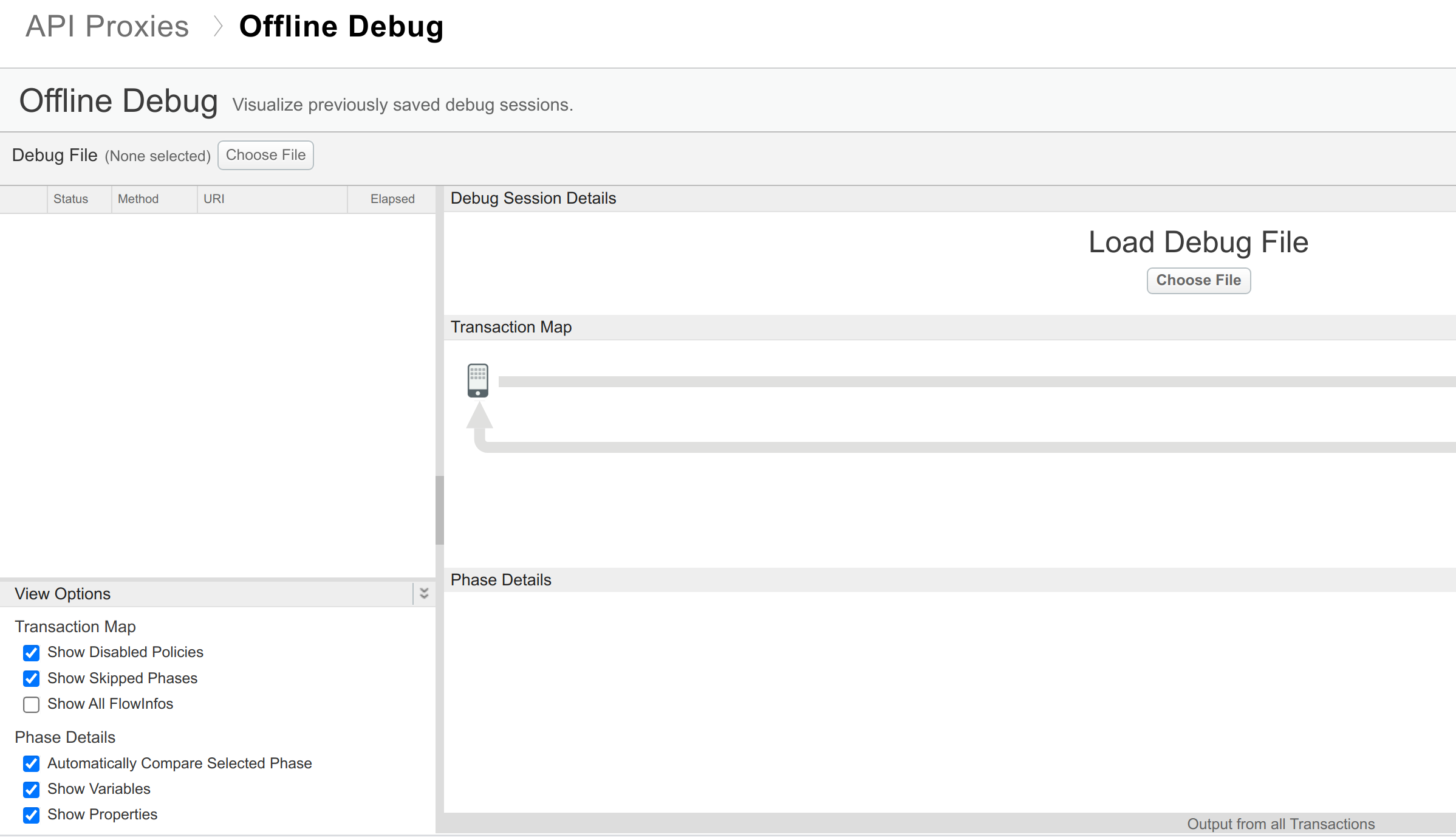 View message data with the Debug view, Apigee