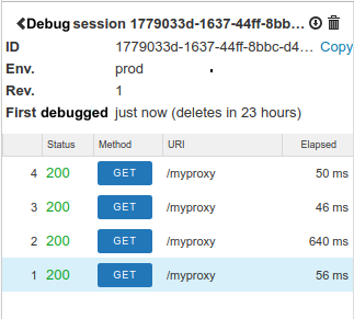 View message data with the Debug view, Apigee