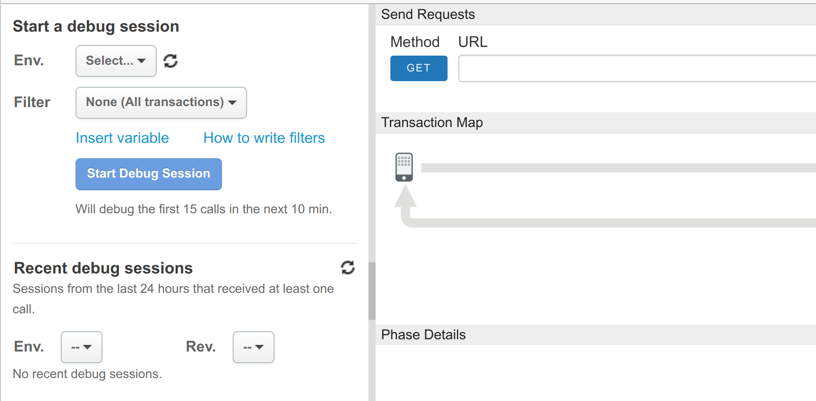 View message data with the Debug view, Apigee