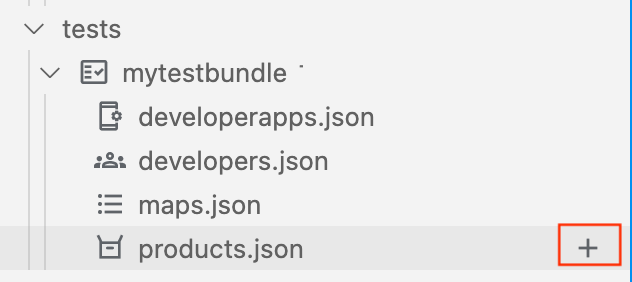 + displays when you position the cursor over products.json