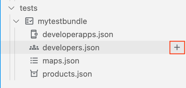 + ditampilkan saat Anda memosisikan kursor ke developers.json