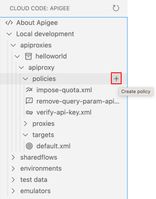 file di endpoint di destinazione default.xml nella sezione Apigee