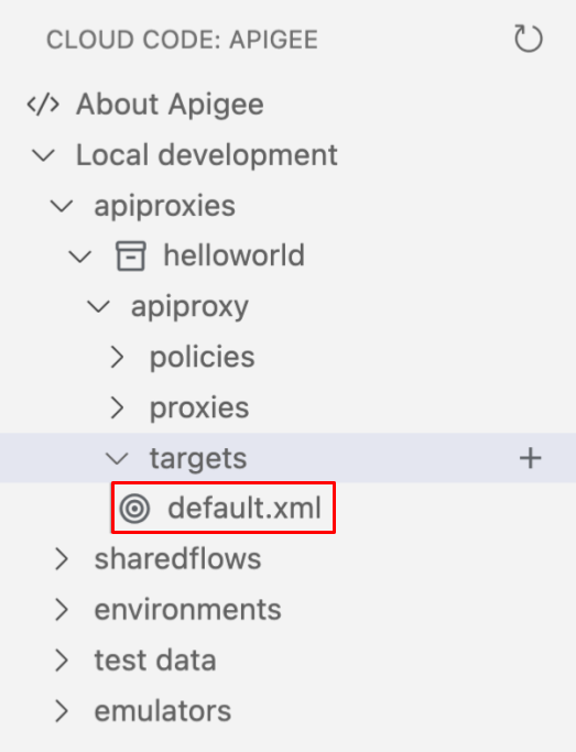 File endpoint target default.xml di bagian Apigee