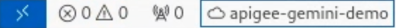 Barra de estado do Cloud Code a mostrar o projeto do Apigee