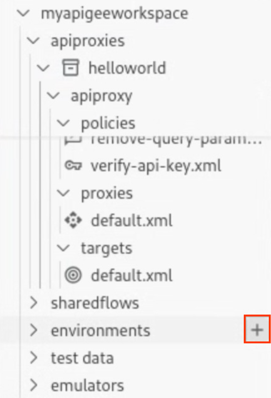 environments 폴더 위에 커서를 놓으면 +가 표시됨