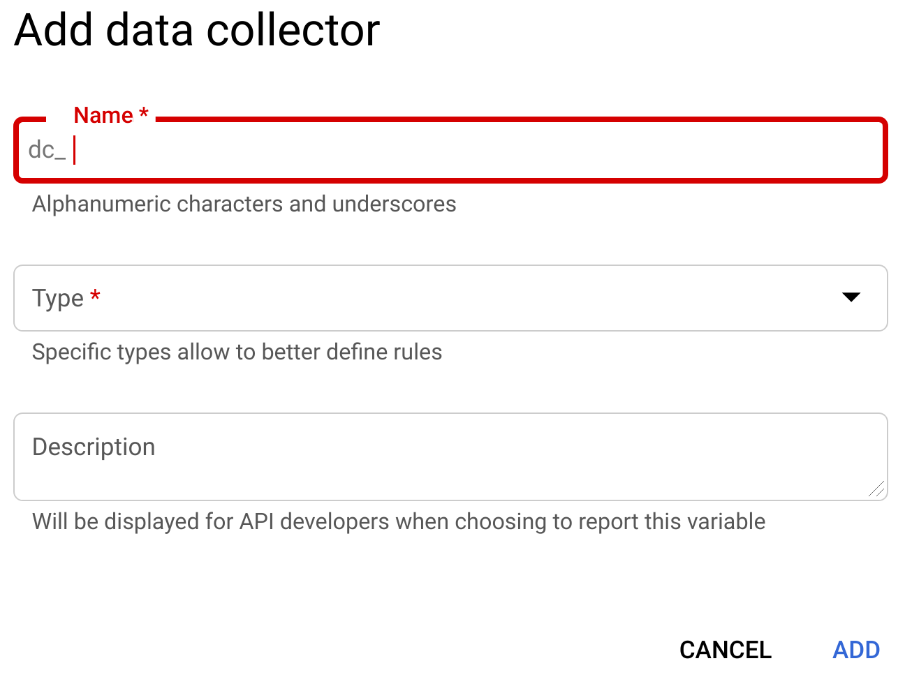 Menambahkan panel Data Collectors