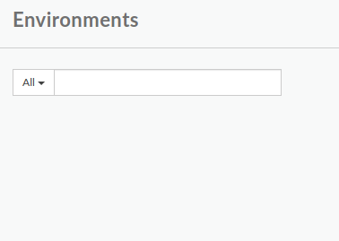 Vue "Environments", qui est vide (aucun environnement)