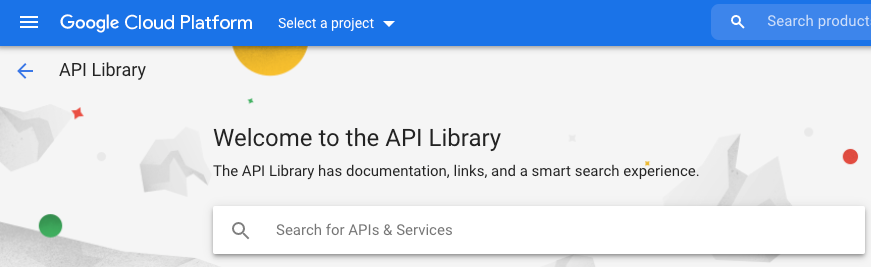Caixa de pesquisa da biblioteca de APIs