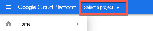 Opzione Seleziona un progetto di Google Cloud evidenziata.