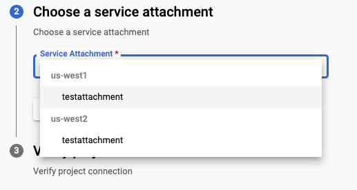 服務連結設定所需的 Apigee 專案 ID 位置。