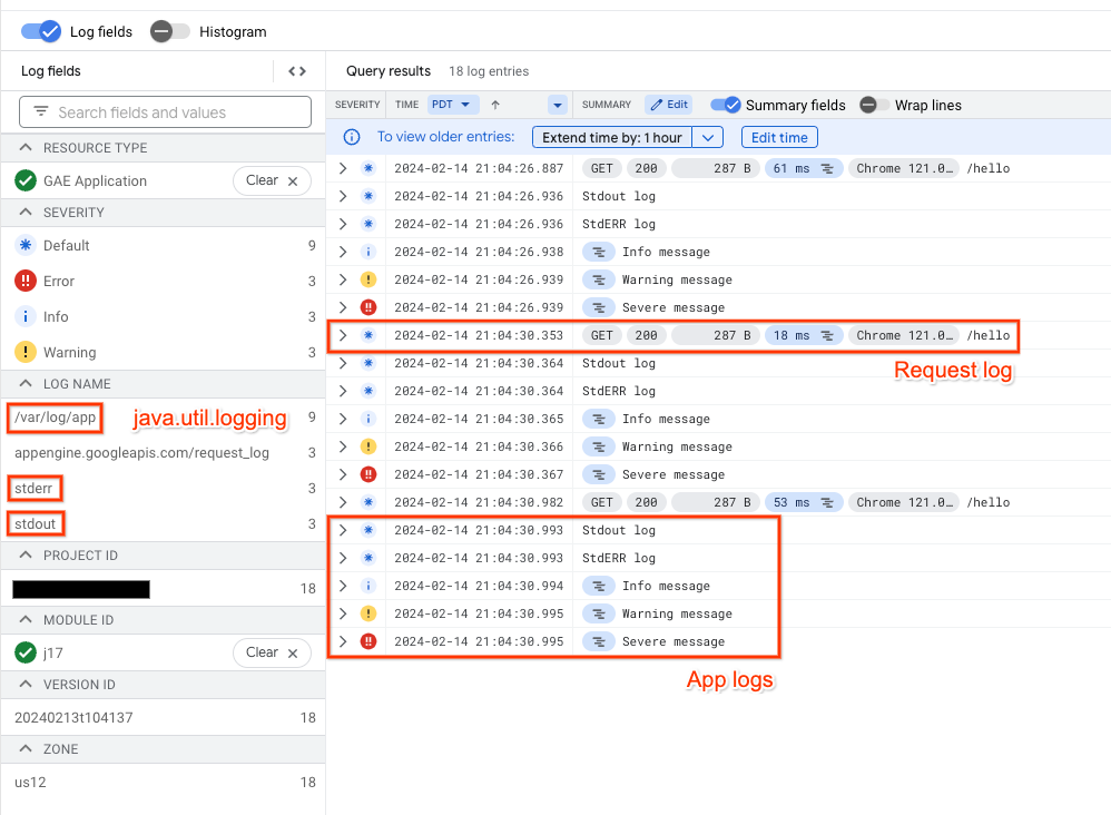 Separate logs in Java 11