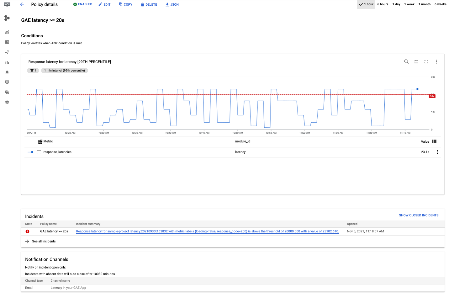 Screenshot der Richtliniendetails