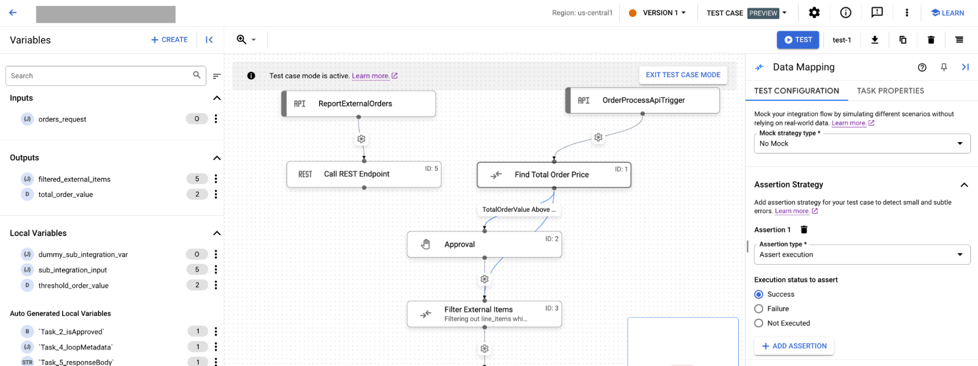 image montrant le volet de configuration du test