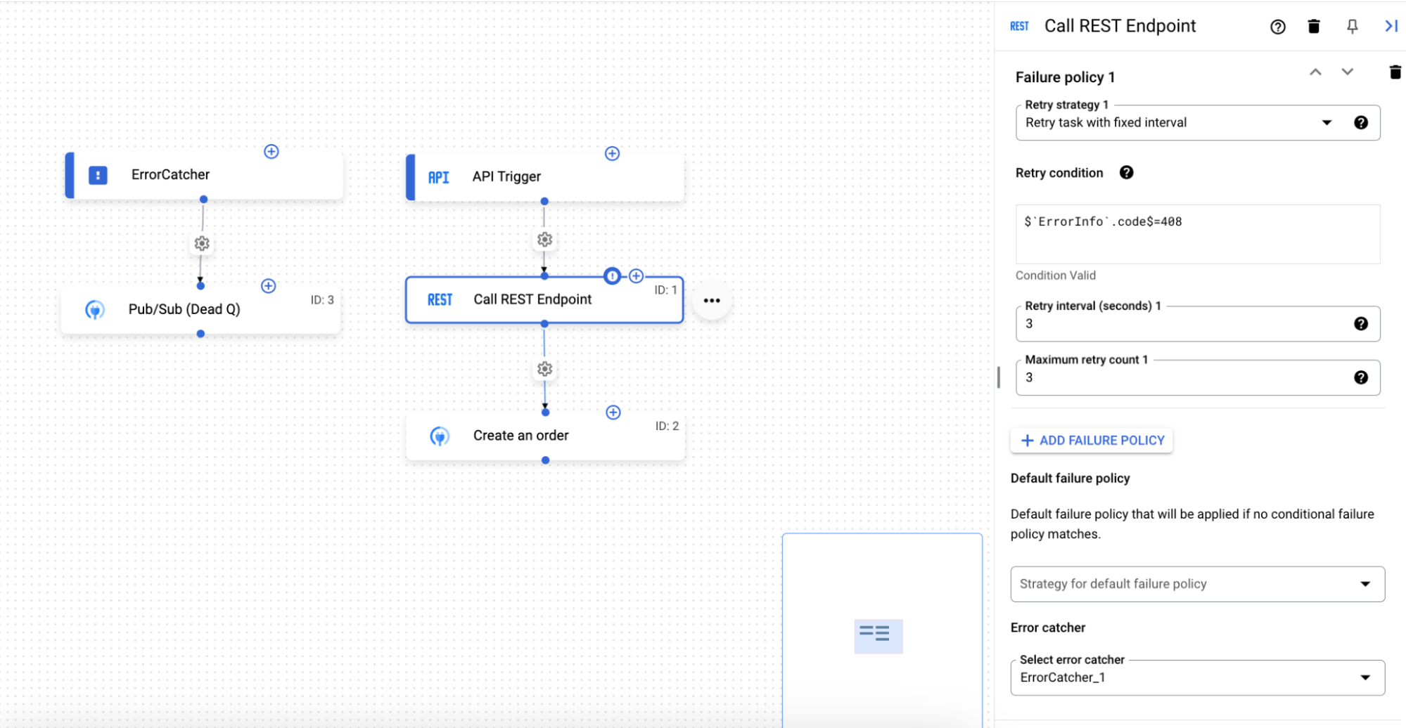 Stratégie de gestion des erreurs pour la tâche &quot;Appeler un point de terminaison REST&quot;