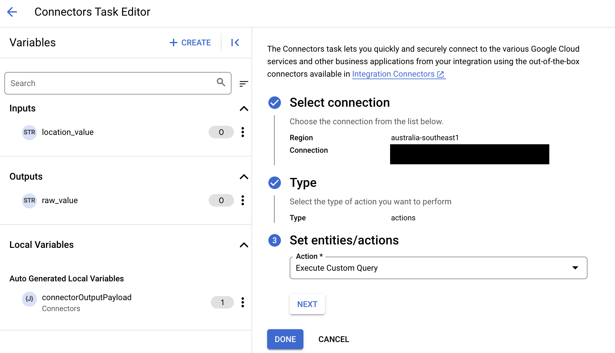 image showing execute-custom-query-action