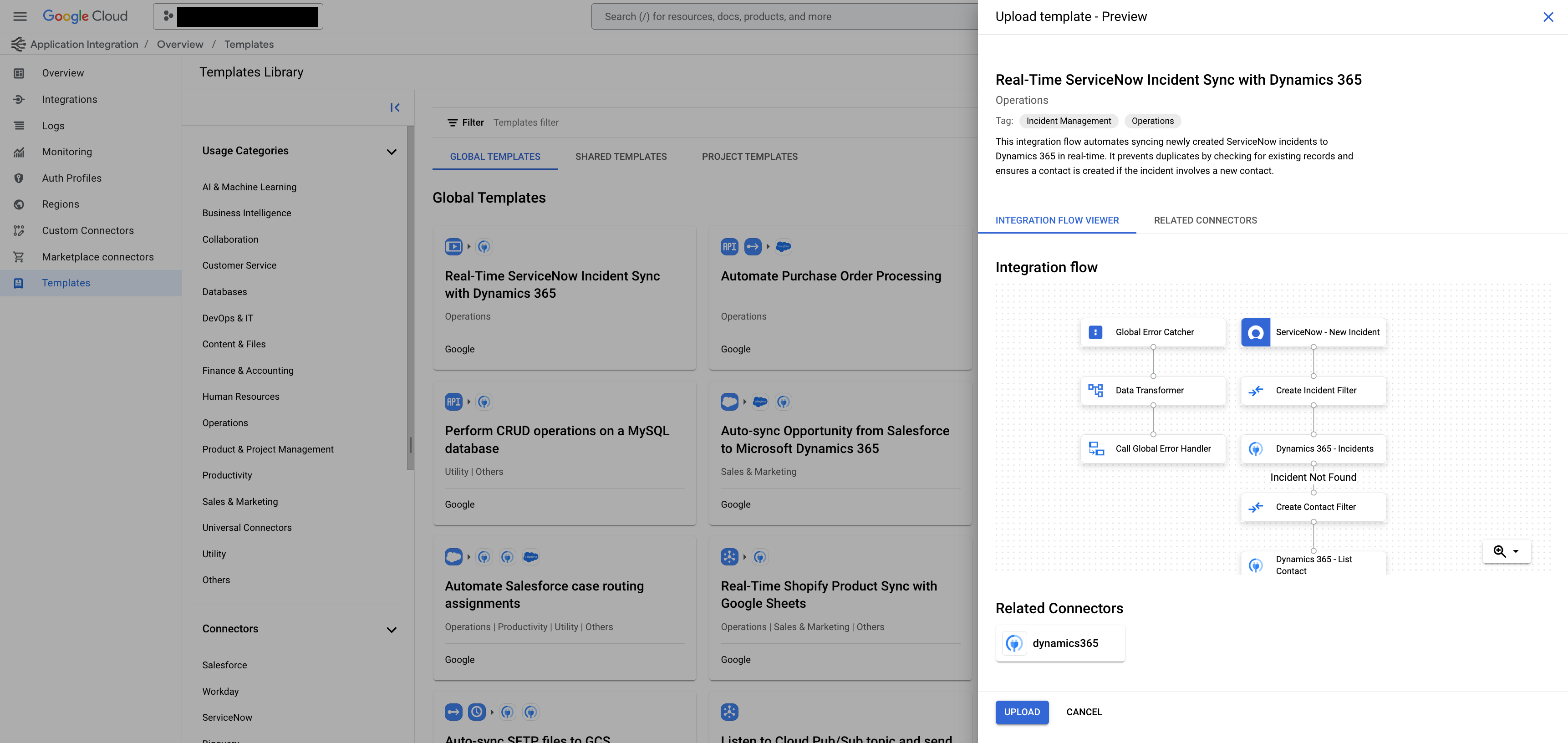 Painel de importação de modelos