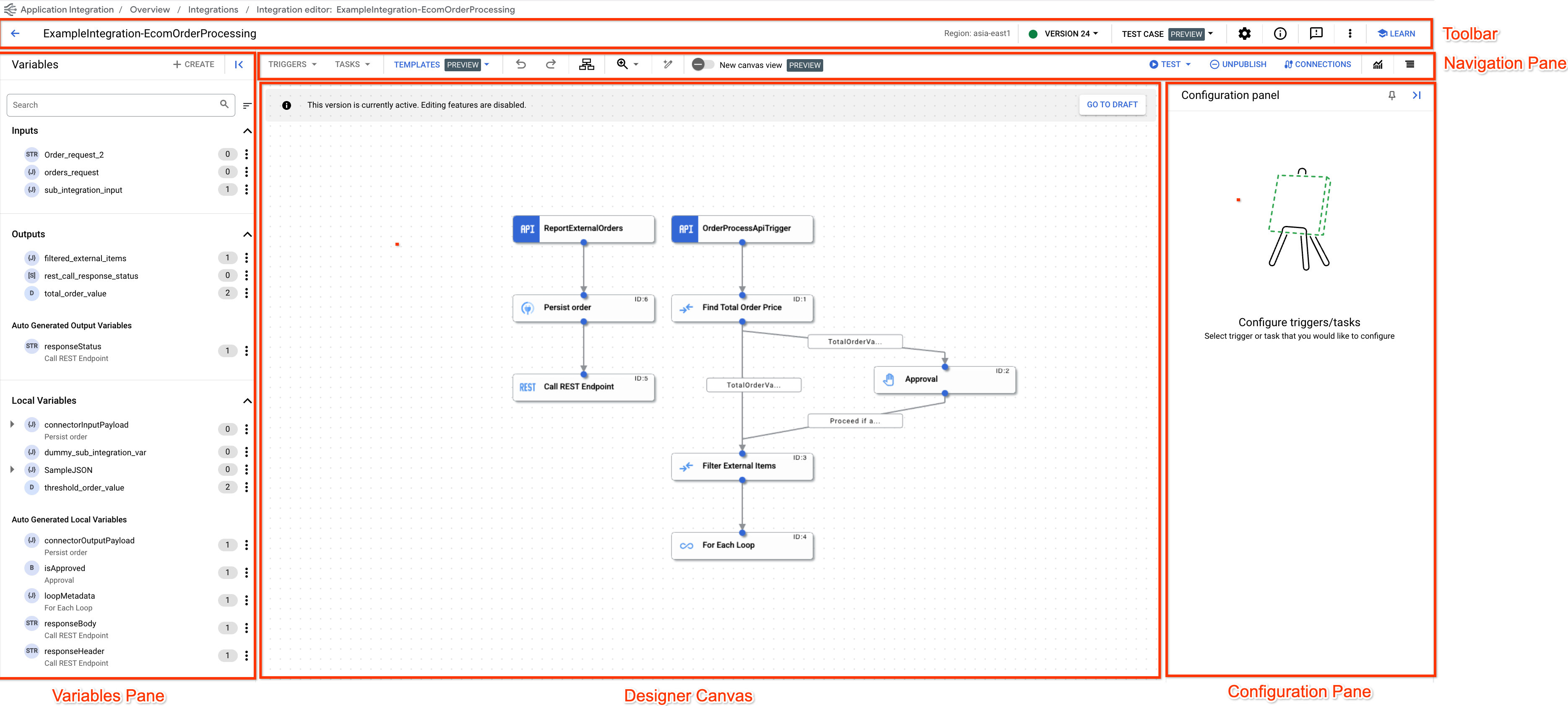 Interfaz del diseñador de integraciones