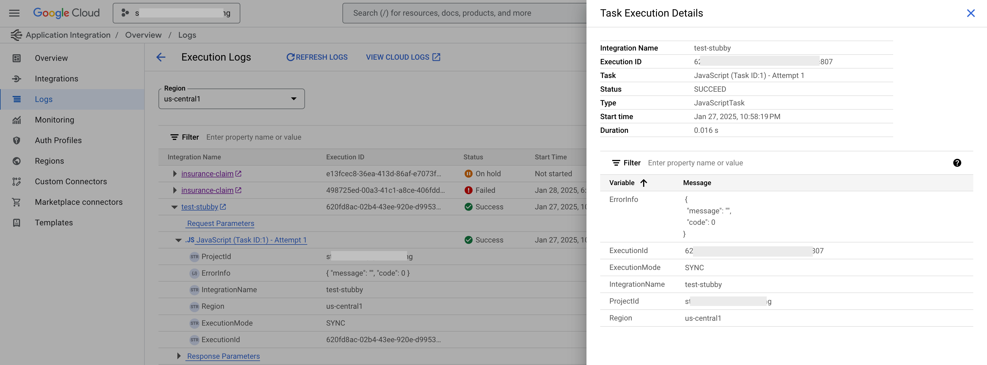 task execution details