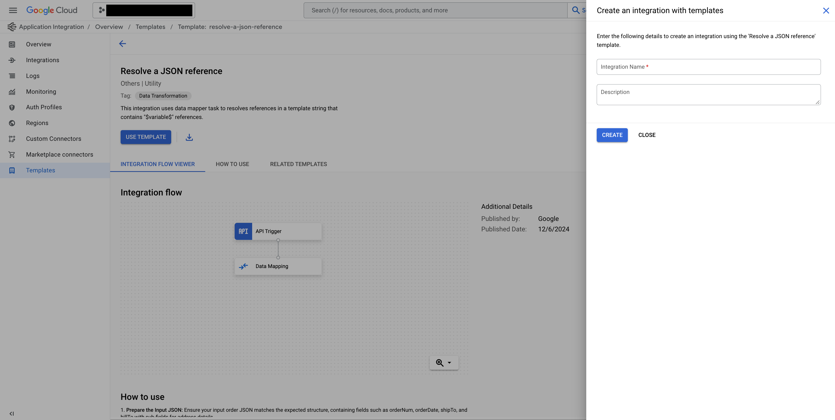 menggunakan panel template