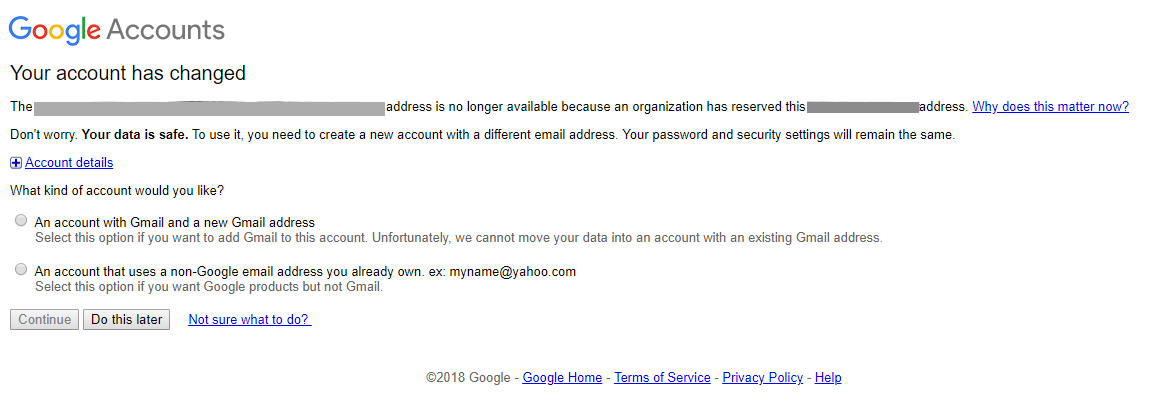 Richiedi di modificare la parte consumer dell&#39;account in conflitto.