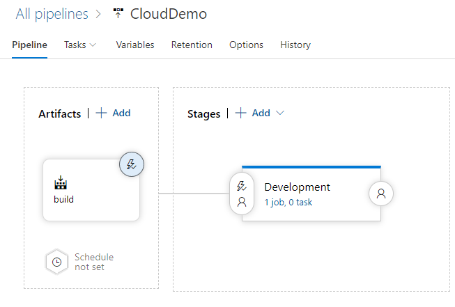 Vista de la canalización de la configuración de implementación automatizada