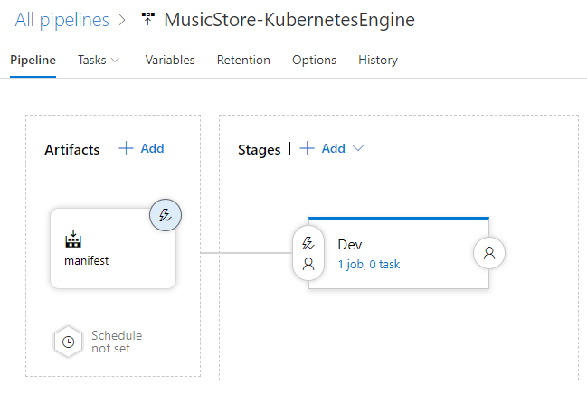 Captura de tela do pipeline atualizado no Azure Pipelines