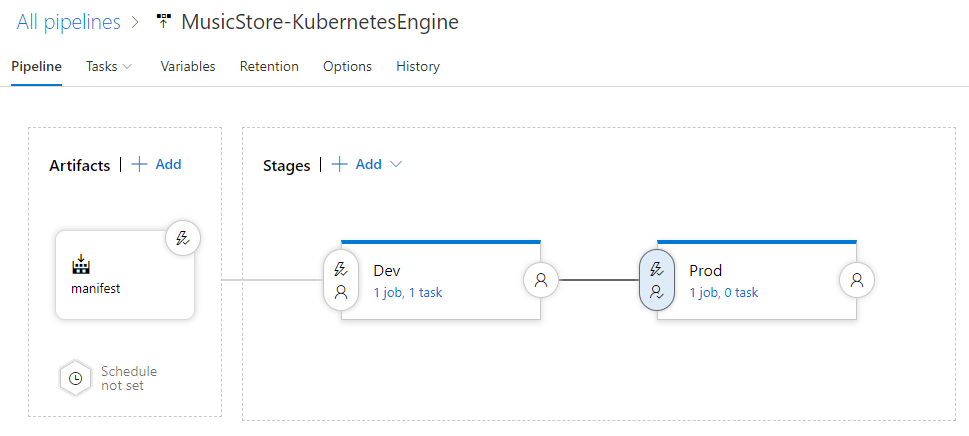 Captura de tela do pipeline atualizado no Azure Pipelines