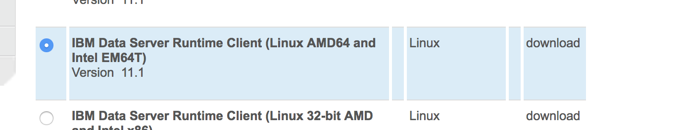 Download IBM Data Server Runtime Client (Linux AMD64 and Intel EM64T) version 11.1