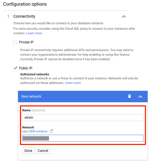 Configura la base de datos de Cloud SQL para PostgreSQL a fin de permitir el acceso desde la instancia de Striim