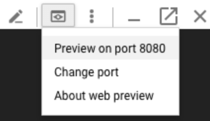 Commandes de la barre d&#39;outils Cloud Shell.