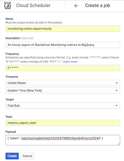 Configuration of Cloud Scheduler