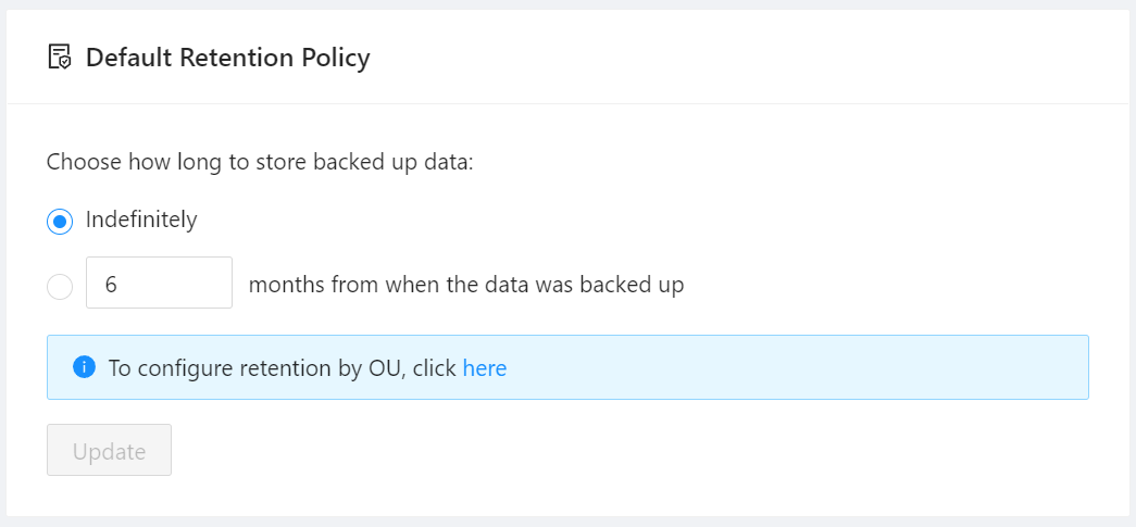 Screenshot of Spinbackup retention policy setting.