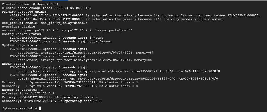 The provisioning response shows two instances: Primary and Secondary.