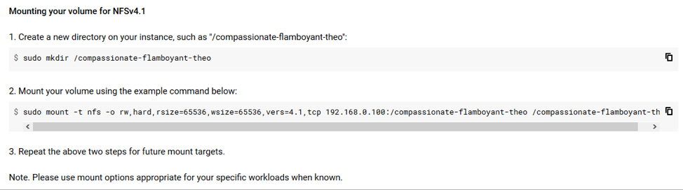 NFS mount instructions