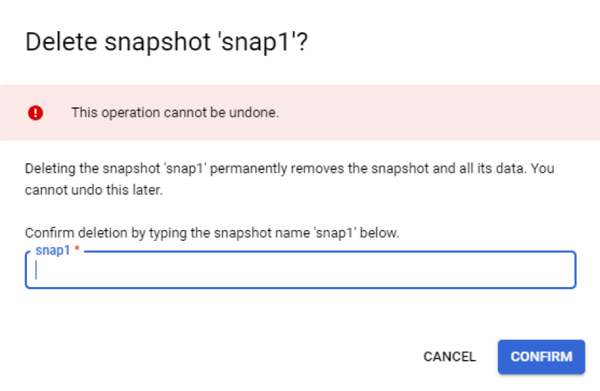 Delete snapshot warning