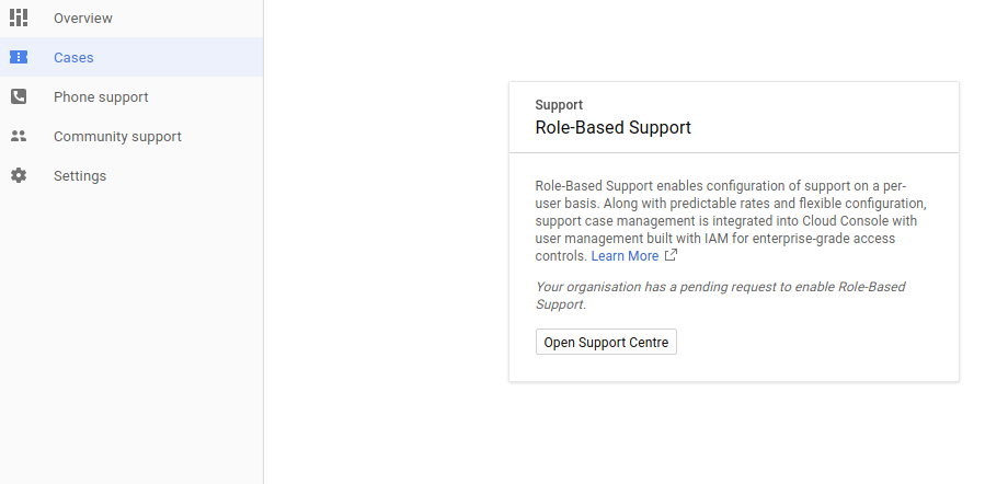 Open Support Center button