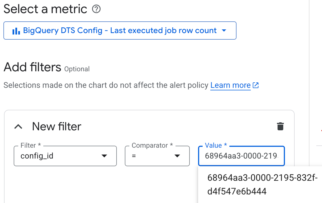 config_id フィルタを設定します。