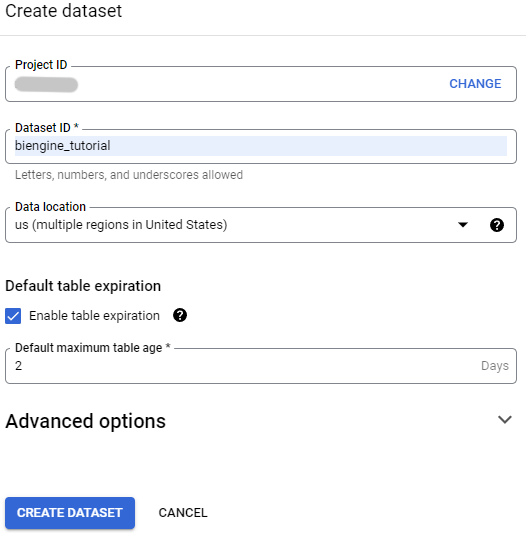 Crear página de conjunto de datos