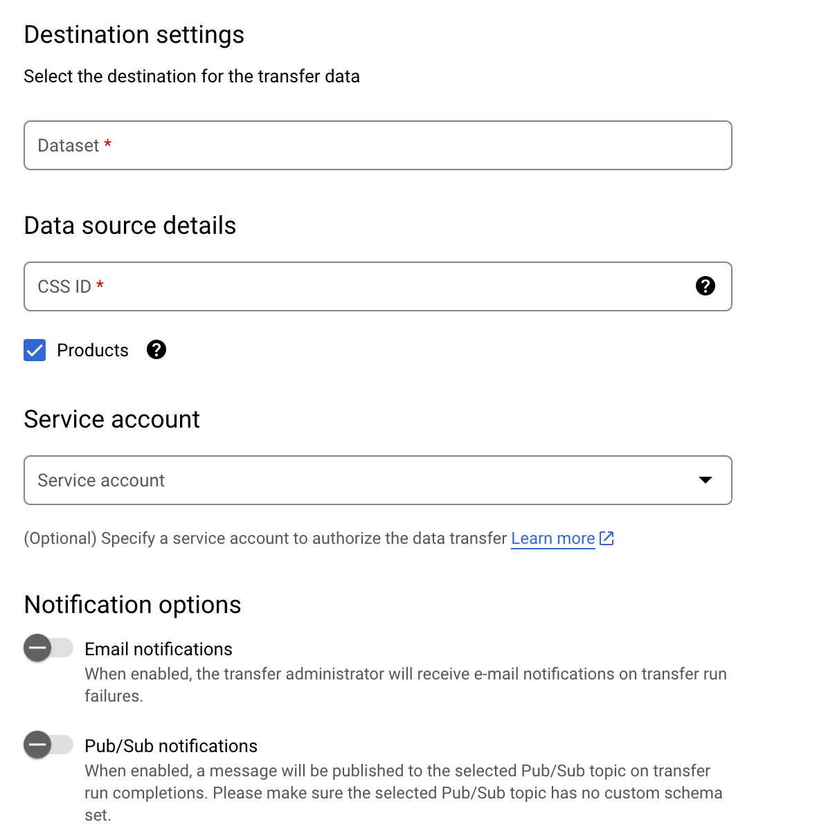 Data transfer CSS Center.