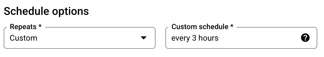 Formatting a custom scheduled query.