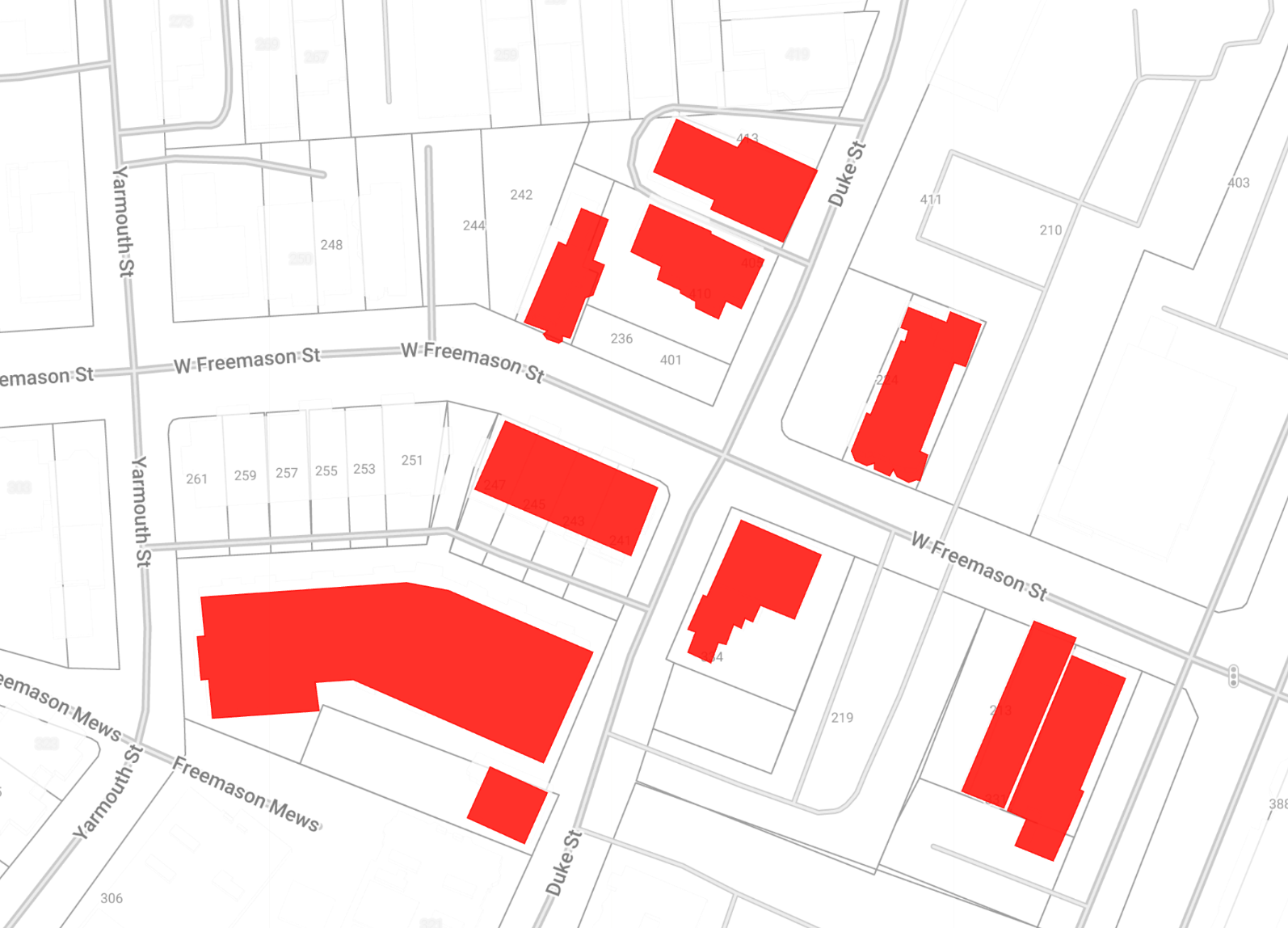 Raumbezogene Daten, die in BigQuery Geo Viz visualisiert werden.