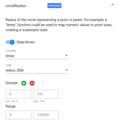 Aggiungere il raggio del cerchio in BigQuery Geo Viz