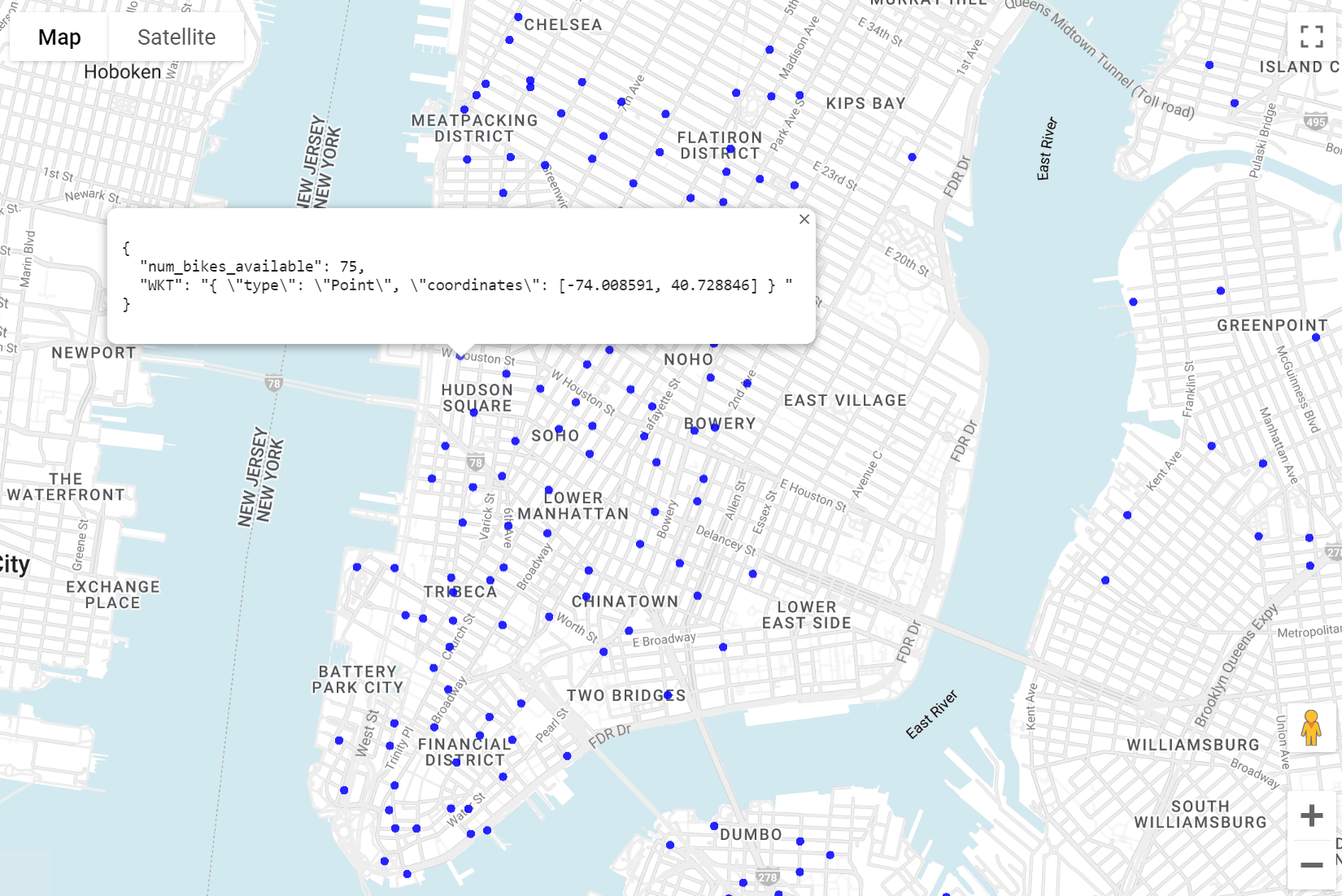 Datalhes dos pontos do mapa